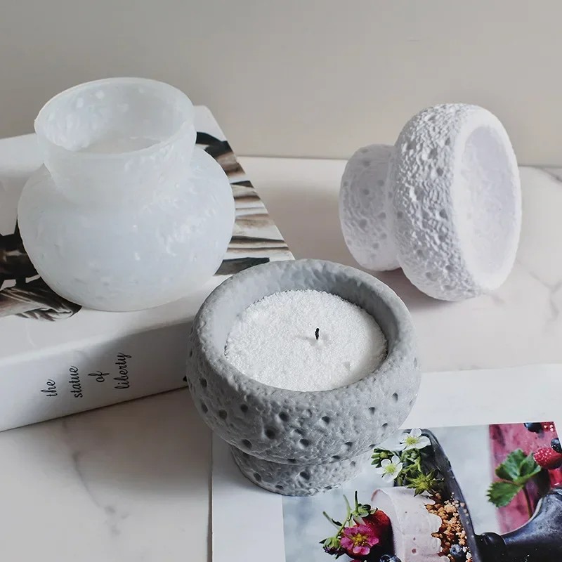 Ceramic Candle Vessel - 2 moldes de silicona redondos pequeños