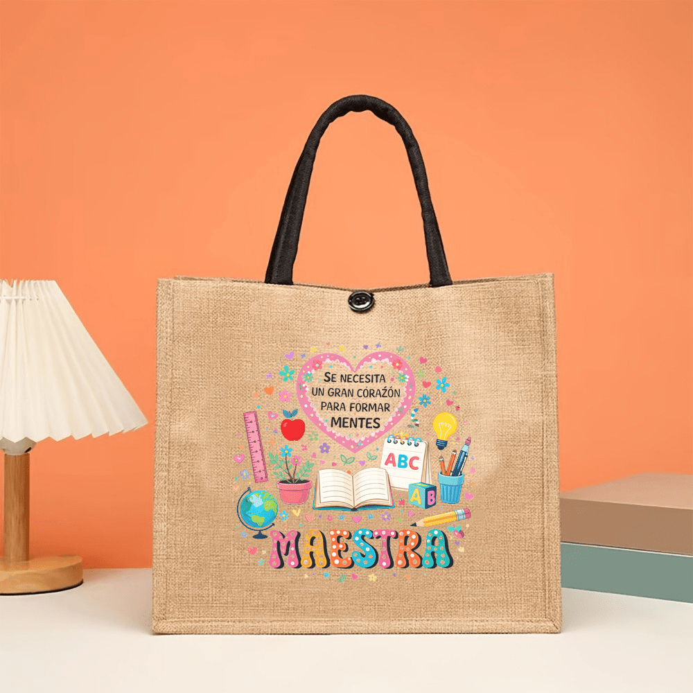 Interior Design Book - Bolsa de Mano de Lino Estampada