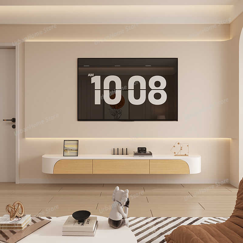 Interior Design White And Wood - Mueble de TV Flotante Blanco para