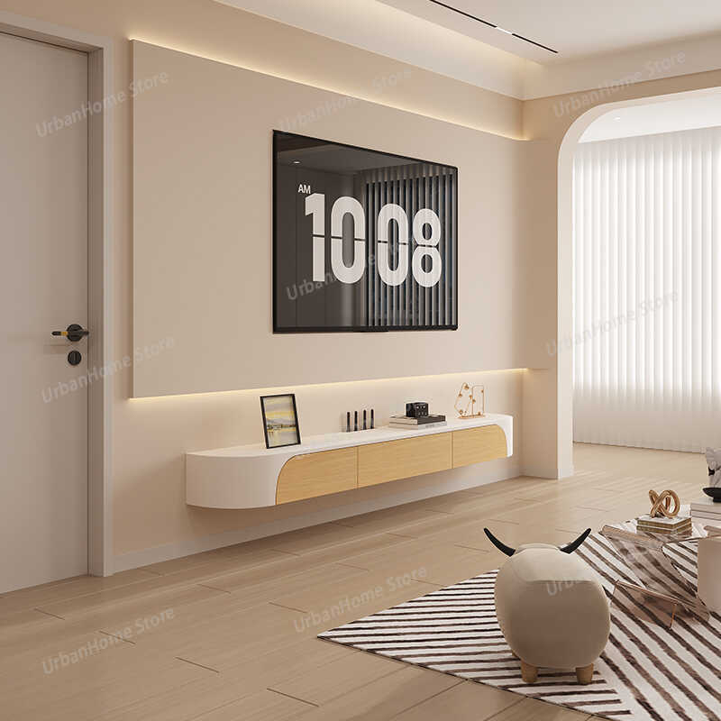 Mueble de TV Flotante Blanco p - Interior Design White And Wood reseña y precio